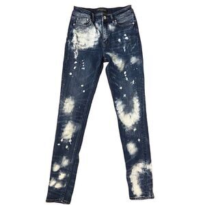 Cult of Individuality Gypsy High Rise Skinny Jeans Bleach Splattered Size 26